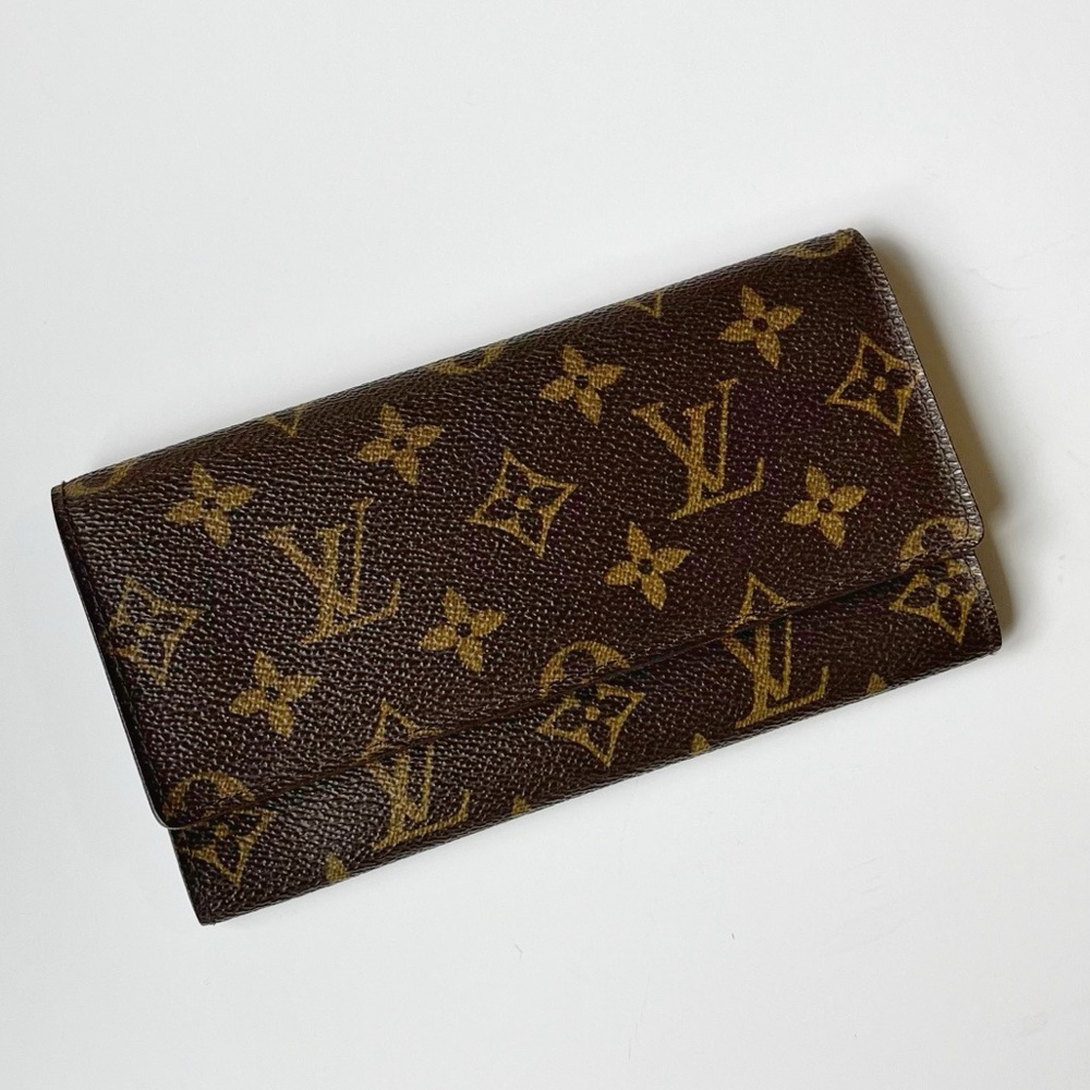 Authentic Louis Vuitton Canvas Monogram Long Large Bifold Passport Card Wallet